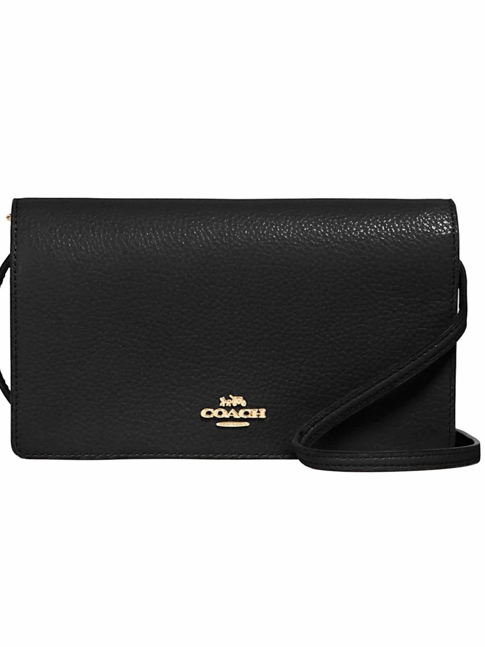 Coach Anna Foldover Clutch Crossbody Bag in Black 3037